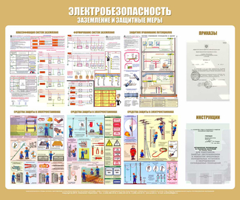 С24 Стенд электробезопасность (заземление и защитные меры) (1200х1000 мм, карманы, Прямая печать на пластик) - Стенды - Стенды по электробезопасности - Магазин охраны труда и техники безопасности stroiplakat.ru